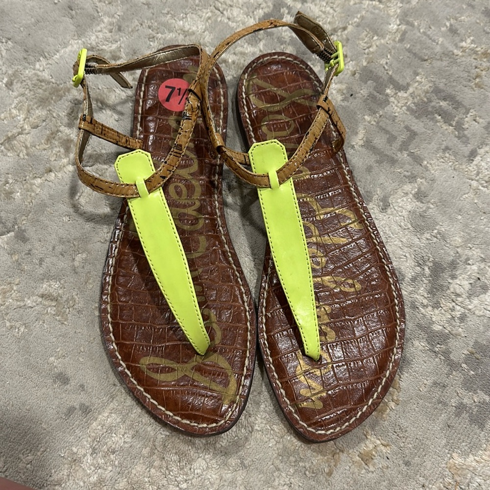 Sam Edelman Gigi Thong Sandal 7.5 M Green Cork